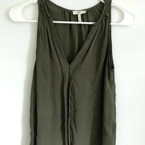 Green silk tank top
